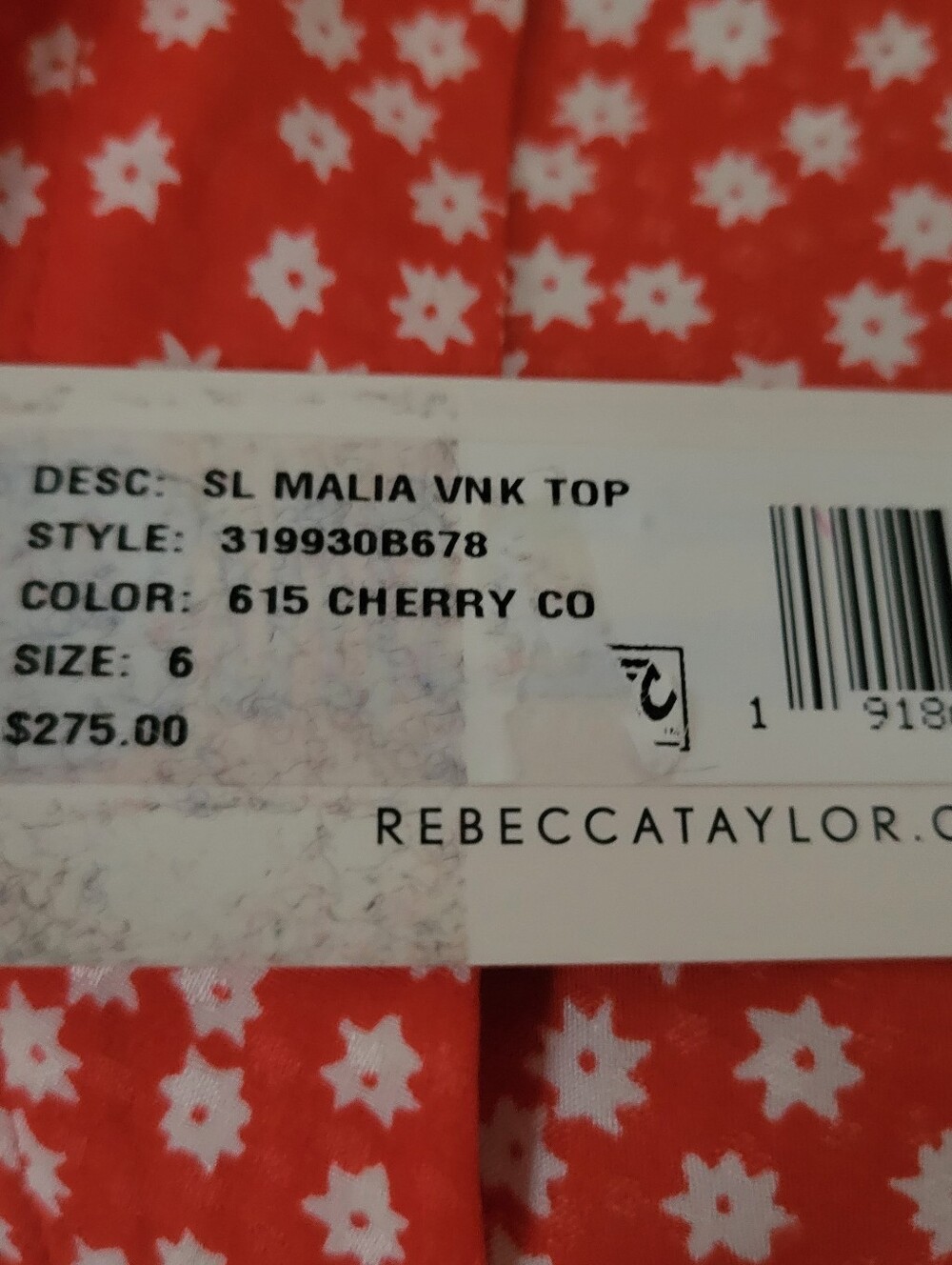 Rebecca Taylor Malia Red Floral Blouse size 6 new - Picture 4 of 12